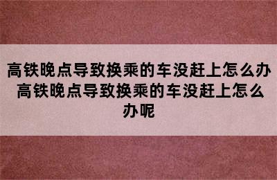 高铁晚点导致换乘的车没赶上怎么办 高铁晚点导致换乘的车没赶上怎么办呢